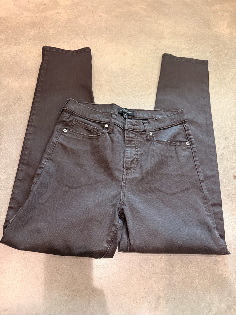 Banana Republic Washwell Brown Charcoal High-Rise Slim Straight Jeans Tall Women